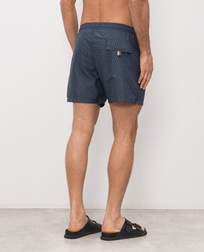 Canali Сині шорти для плавання в брендовий принт UA0010193024