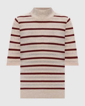 Brunello Cucinelli Бежевий топ з вовни, кашеміру та шовку M16221904P