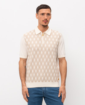Stefano Ricci Бежеве поло із шовком у візерунок K414017P31F26268