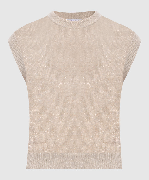Brunello Cucinelli Бежевий в'язаний топ з вовною MBG775530