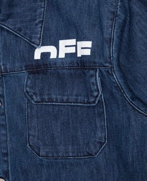 Off-White Дитяча синя джинсова сорочка з принтом логотипа 44BYD003F5D001