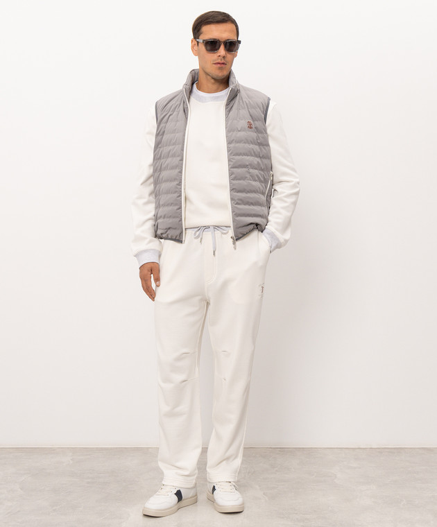Brunello Cucinelli Свитшот цвета айвори с вышивкой MM8263390G изображение 2