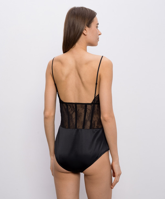Simkhai Черный боди из шелка с кружевом 2268020LE изображение 4