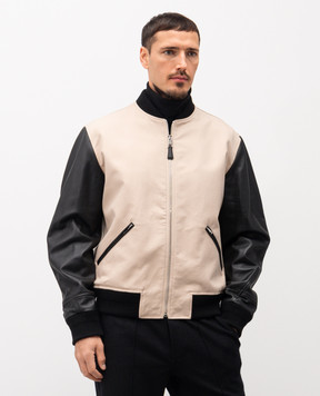 Givenchy Бежевий комбінований бомбер з логотипом BM01DZ6Y45