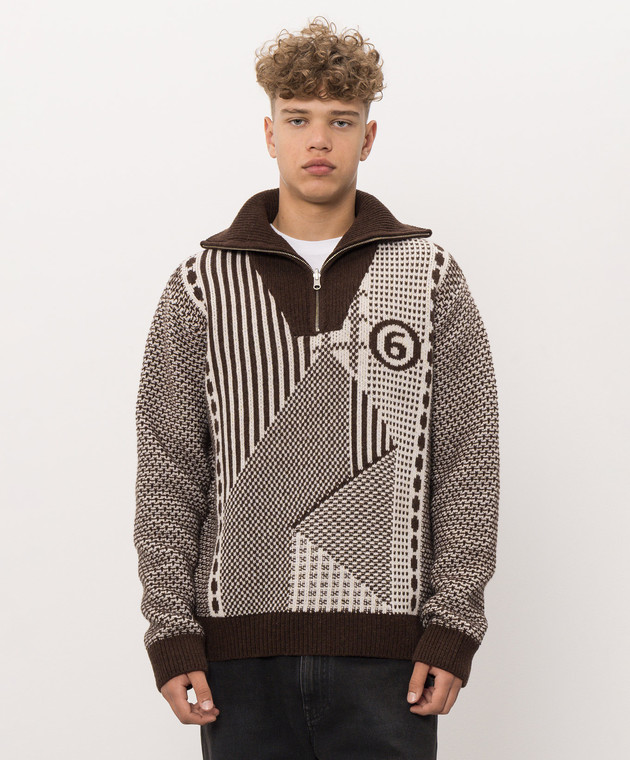 Maison Margiela MM6 Коричневый свитер с шерстью SH2GL0015M13354 изображение 3