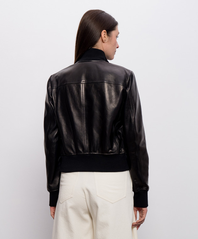 Brunello Cucinelli Черная кожаная куртка MPNMO7483P изображение 4