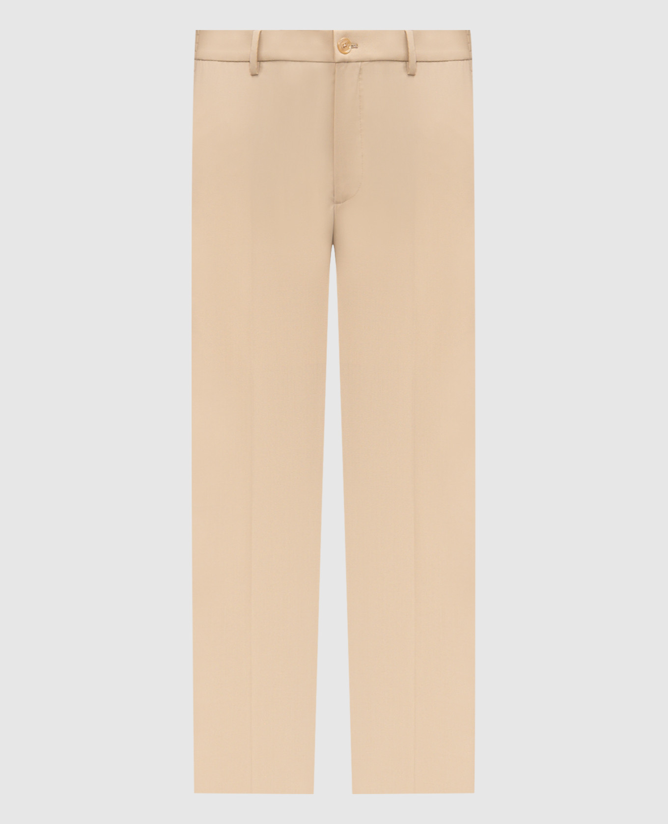 Бежевые брюки из шерсти с логотипом