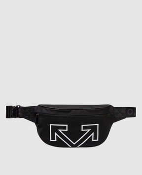 Off-White Черная поясная сумка с принтом эмблемы OMNT001C99FAB001