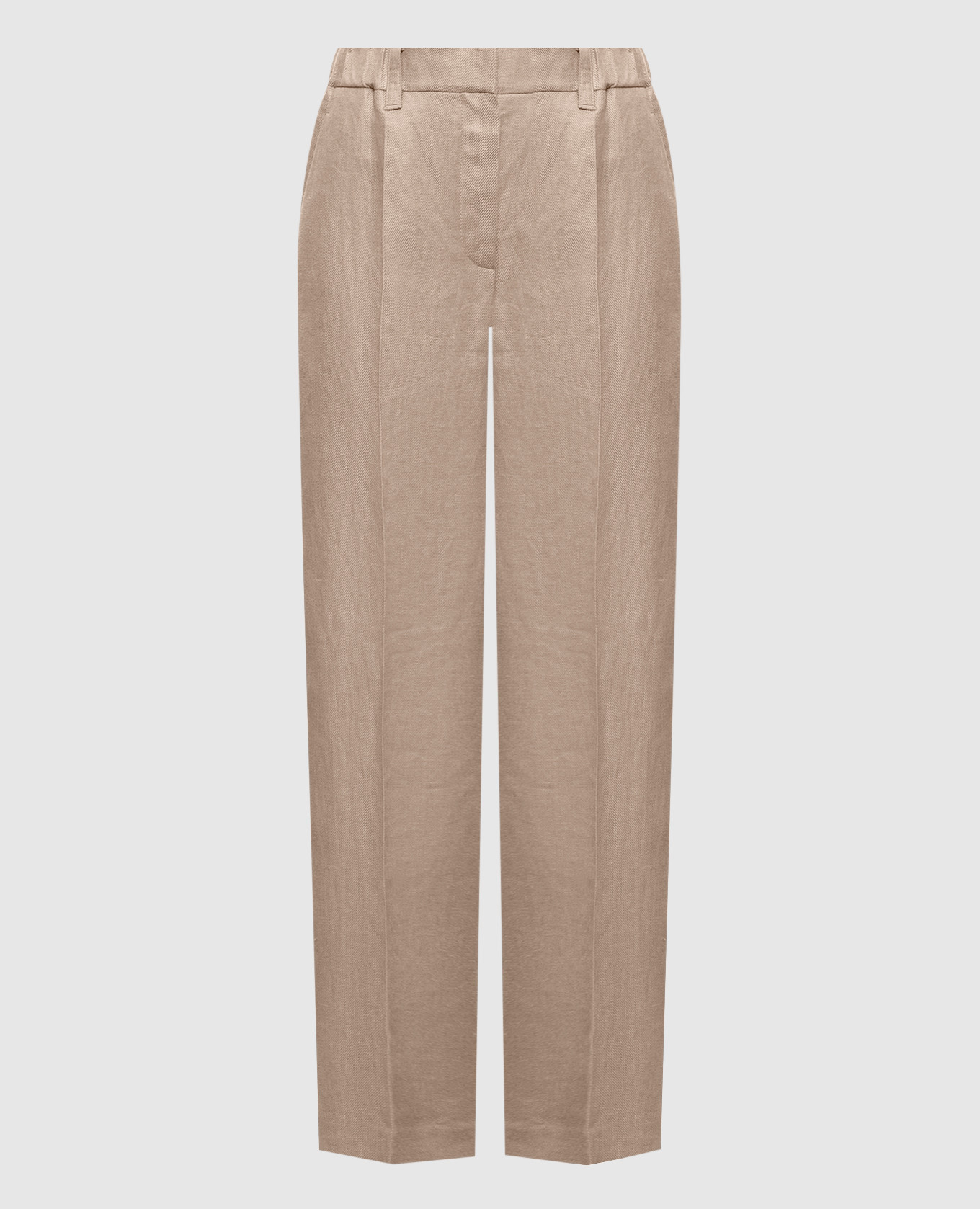 Бежевые брюки из льна