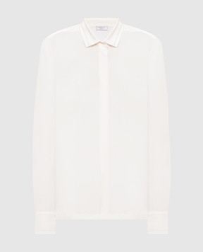 Peserico Біла блуза із шовку з ланцюжком моніль A0688207325
