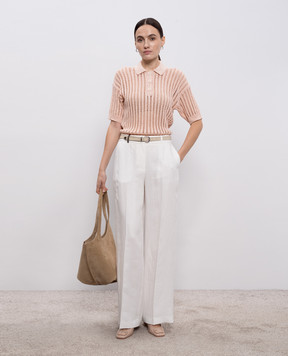 Peserico Білі штани з льону з патчем A0433502606