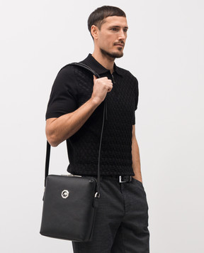 Stefano Ricci Чорна шкіряна сумка фактурною емблемою ND156TPVDVH