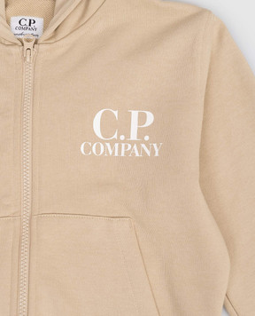 C.P. Company Дитяча бежева спортивна куртка з принтом логотипа CMF01ALCA691014