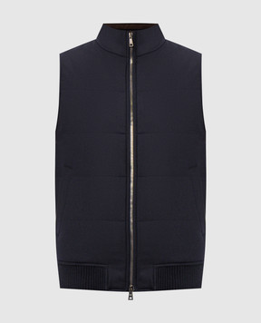 Cashmere&Whiskey Синий жилет из шерсти и кашемира 7400855216