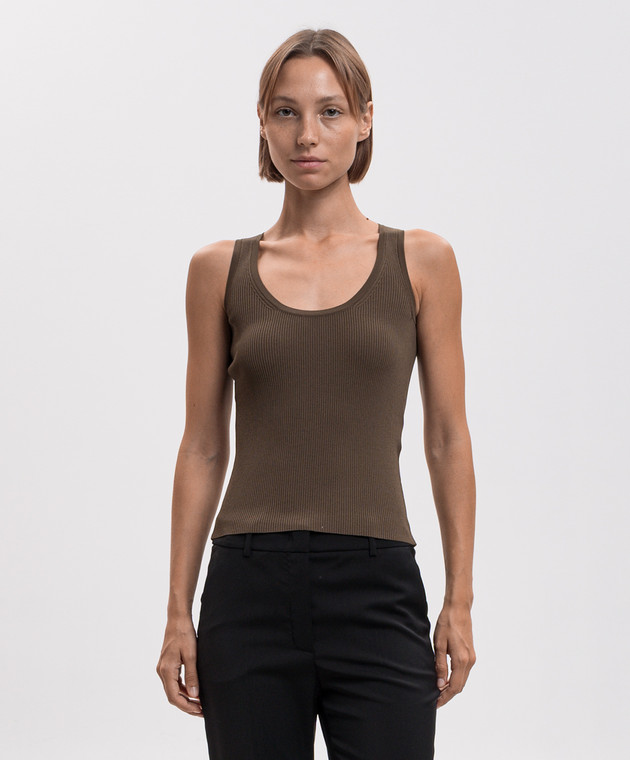 Max Mara Коричневая майка EDITTA в рубчик MXMEDITTA изображение 3