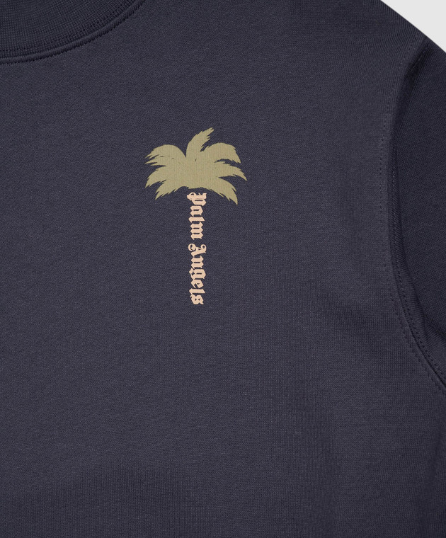 Palm Angels Детский синий свитшот с принтом логотипа F6PAJBSW119 изображение 3