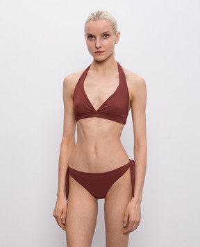 Brunello Cucinelli Коричневий ліф від купальника з ланцюжком моніль MQ965VS479