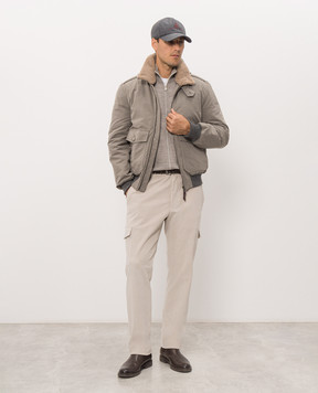 Brunello Cucinelli Сірий кардиган з кашеміру на блискавці M2400106