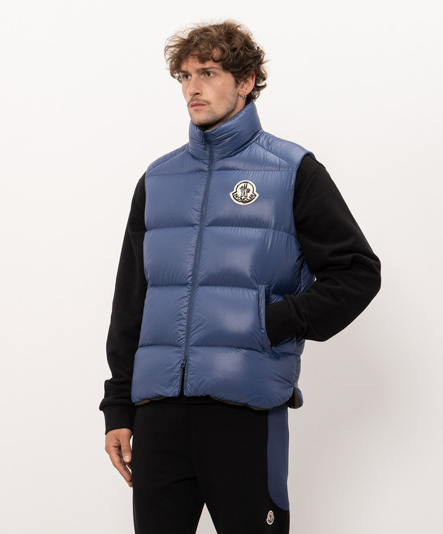Moncler Синий пуховый жилет Belice L20911A00197596XE изображение 3