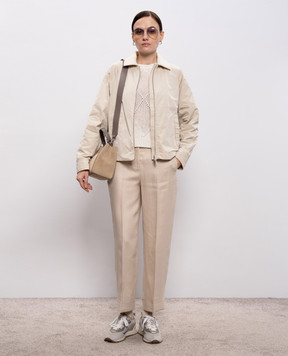 Peserico Білий светр з льоном з паєтками A99053F039106A