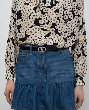 Valentino Чорний шкіряний пояс VLogo з кристалами 8W2T0SM7DHQ