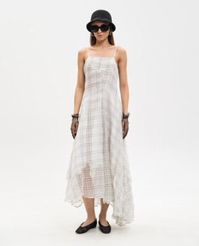 Marc Le Bihan Біла сукня з шовком в клітинку 2176
