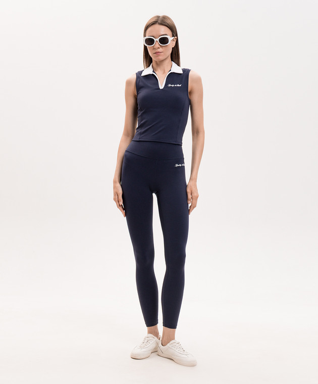Sporty & Rich Синие леггинсы с принтом логотипа PA00275326BL106 изображение 2