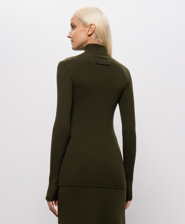 Victoria Beckham Зеленый гольф с шерстью мериноса в рубчике 1426KJU007539A изображение 4