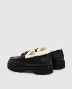 Valentino Черные кожаные лоферы на меху Buffalo VLogo 9W2S0NF5JJJ