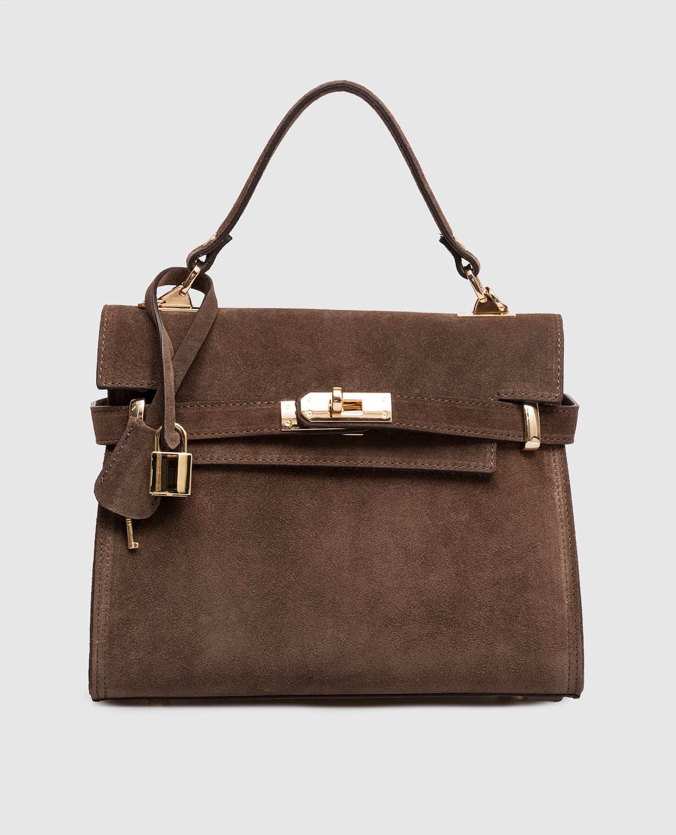 

Коричневая замшевая сумка-сетчел Suede, Коричневый, Сумки через плечо