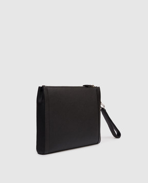 Stefano Ricci Чорний шкіряний клатч з фактурним логотипом PP428G9PMRVH