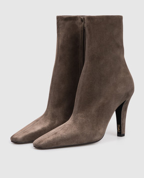 Saint Laurent Коричневые замшевые ботильоны JILL 80667427DAB