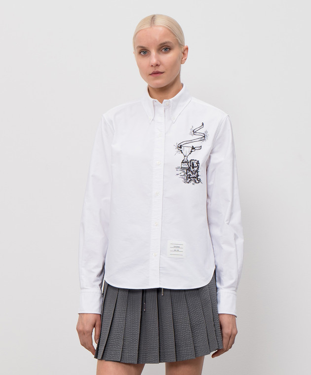 Thom Browne Біла сорочка з вишивкою FLL215EE1528 зображення 3