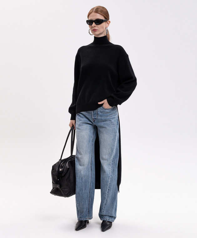 Alexander Wang Черный ассиметричный свитер с шерстью 1KC4261020 изображение 2
