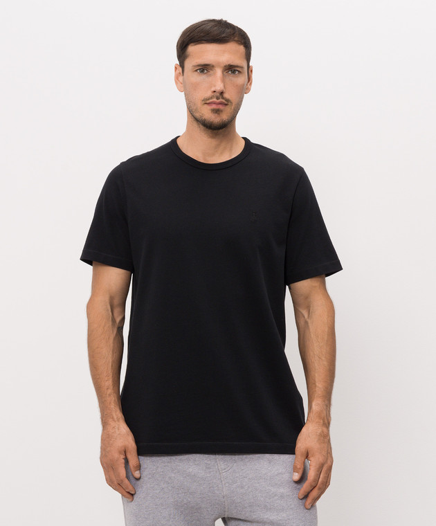 JW Anderson Чорна футболка з вишивкою монограми JT0331PG1937 зображення 2