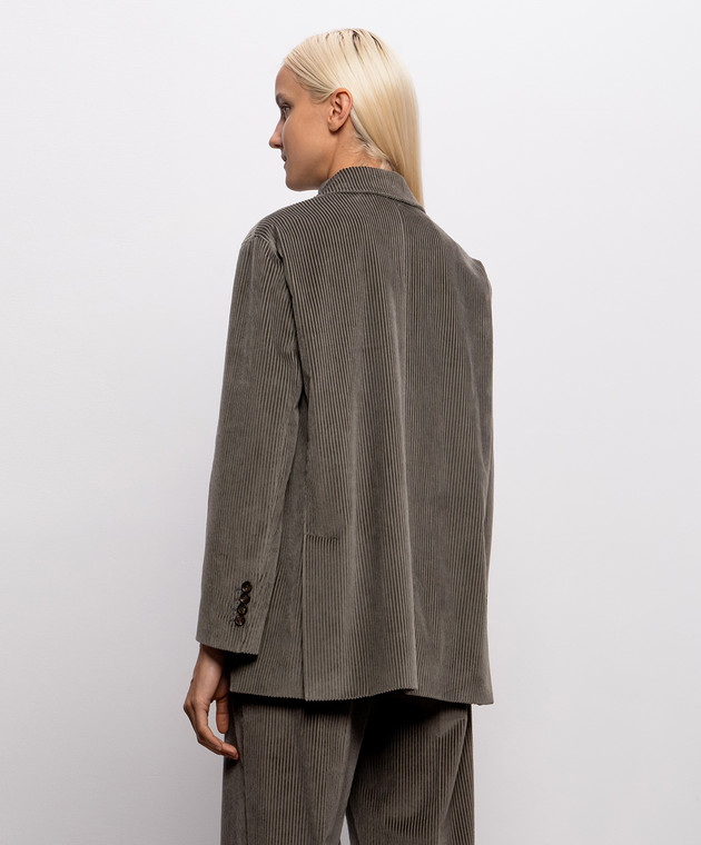 Brunello Cucinelli Зеленый двубортный вельветовый жакет MA1807105 изображение 4