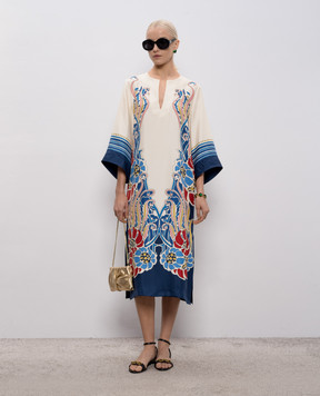 La DoubleJ Бежева сукня із шовку в принт DRE0564SIL006LEM02