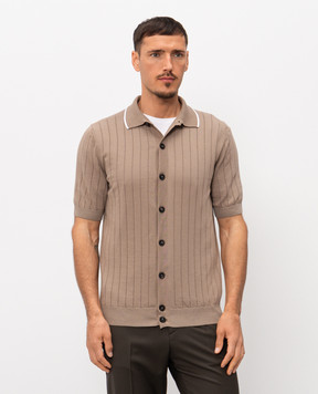 Peserico Сорочка коричнева в рубчик з короткими рукавами R59521F189173R