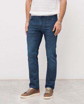 Stefano Ricci Синие джинсы с вышивкой эмблемы MST61B2130T0082