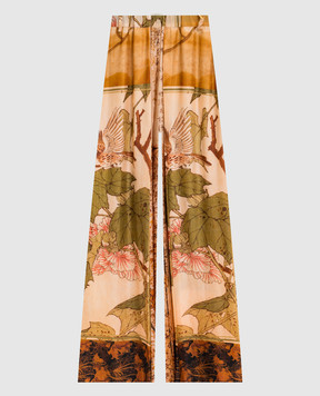 Masnada Бежеві штани в брендовий принт 8063