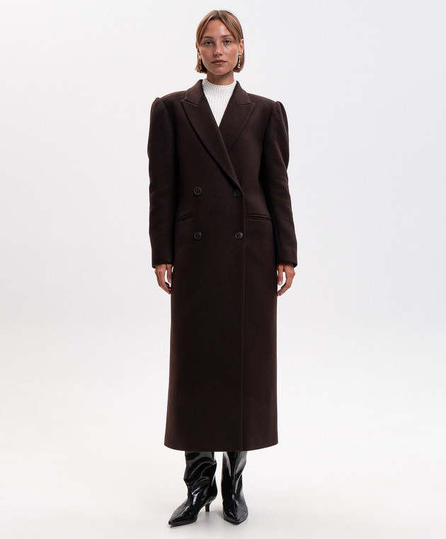Twinset Коричневое двубортное пальто с шерстью 262TP2450 изображение 3