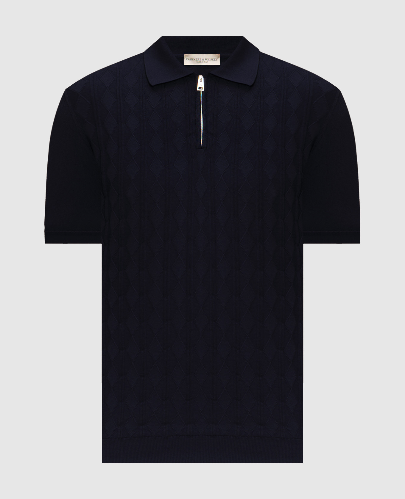 Синее поло в фактурный узор