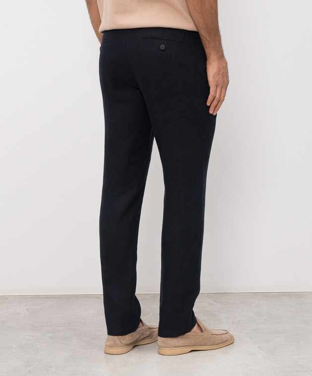 Trussardi Темно-синие брюки из льна P719M000113NMP313T38 изображение 4