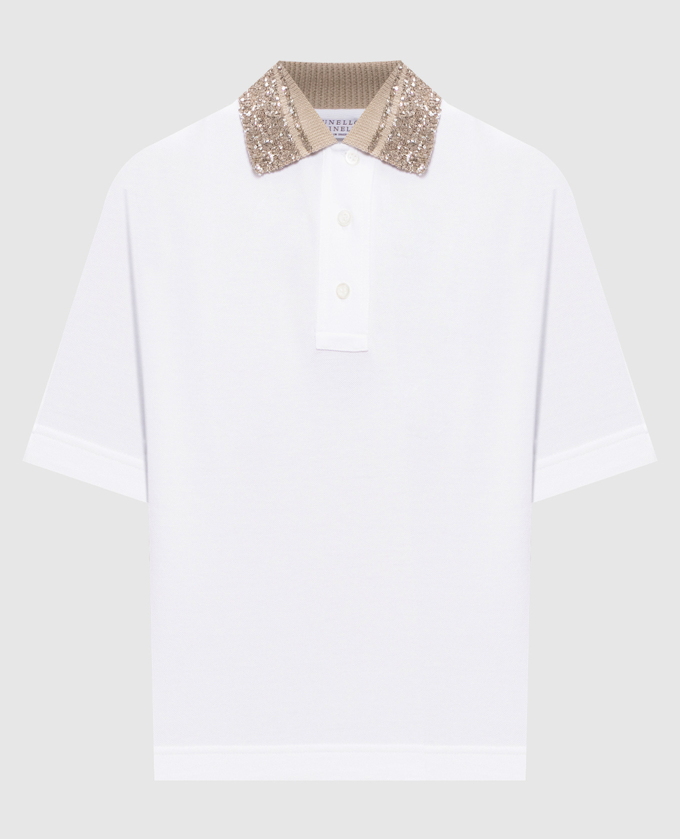 Белое поло с пайетками