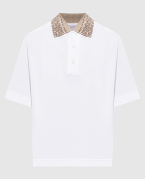 Brunello Cucinelli Біле поло з паєтками M0T63EJ105