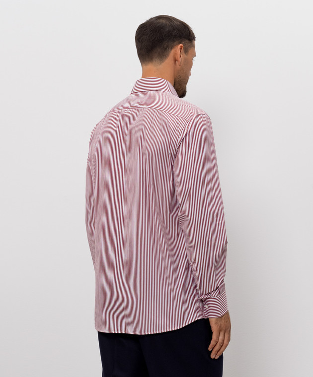 Brunello Cucinelli Бордовая рубашка в полоску MY6490627 изображение 4