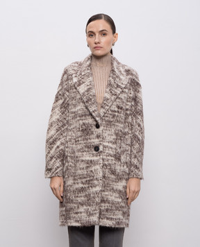 Peserico Коричневе пальто з вовною альпаки з патчем S2005202138