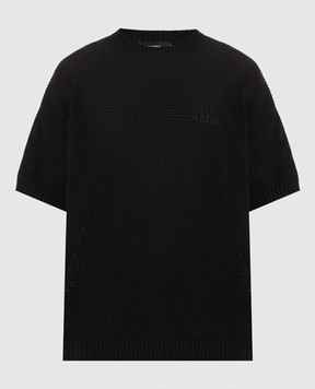 AMIRI Черная вязаная футболка с вышивкой логотипа AMKNTE1052