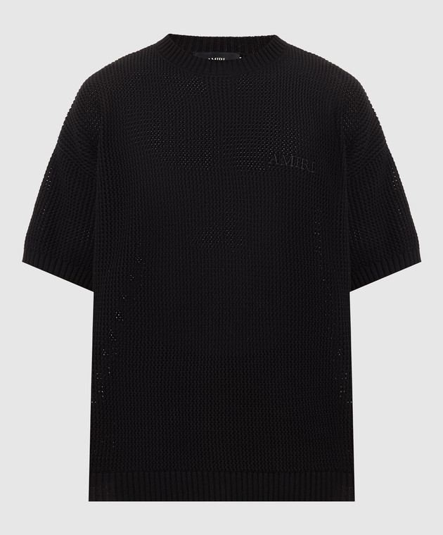 AMIRI Черная вязаная футболка с вышивкой логотипа AMKNTE1052