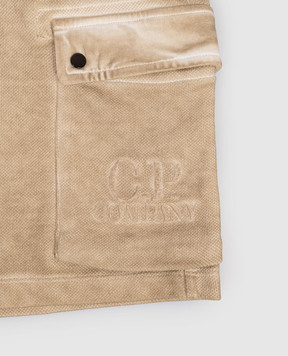 C.P. Company Детские шорты цвета хаки с вышивкой логотипа CUQ00PLEC001014